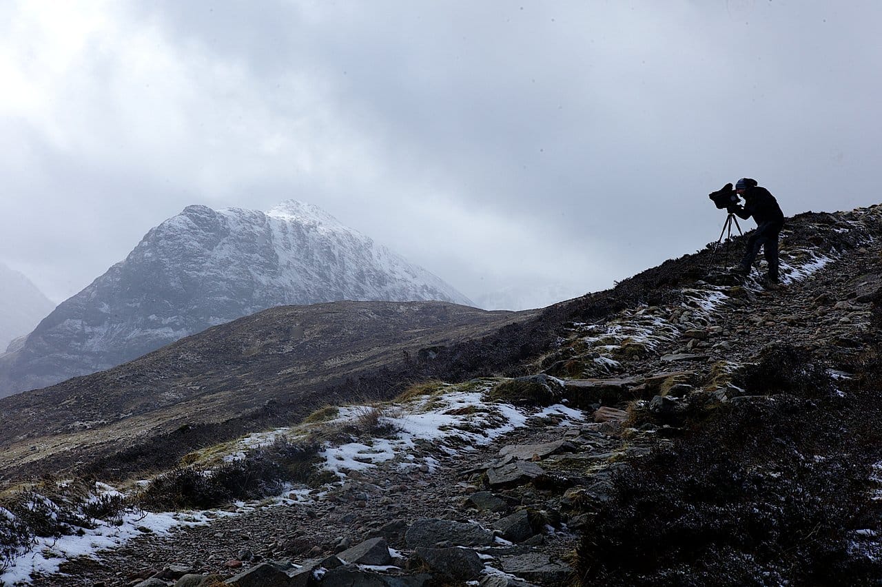 Filming in the Scottish outdoors